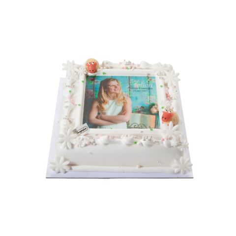 Ijstaart met suikerprint en suikerpasta